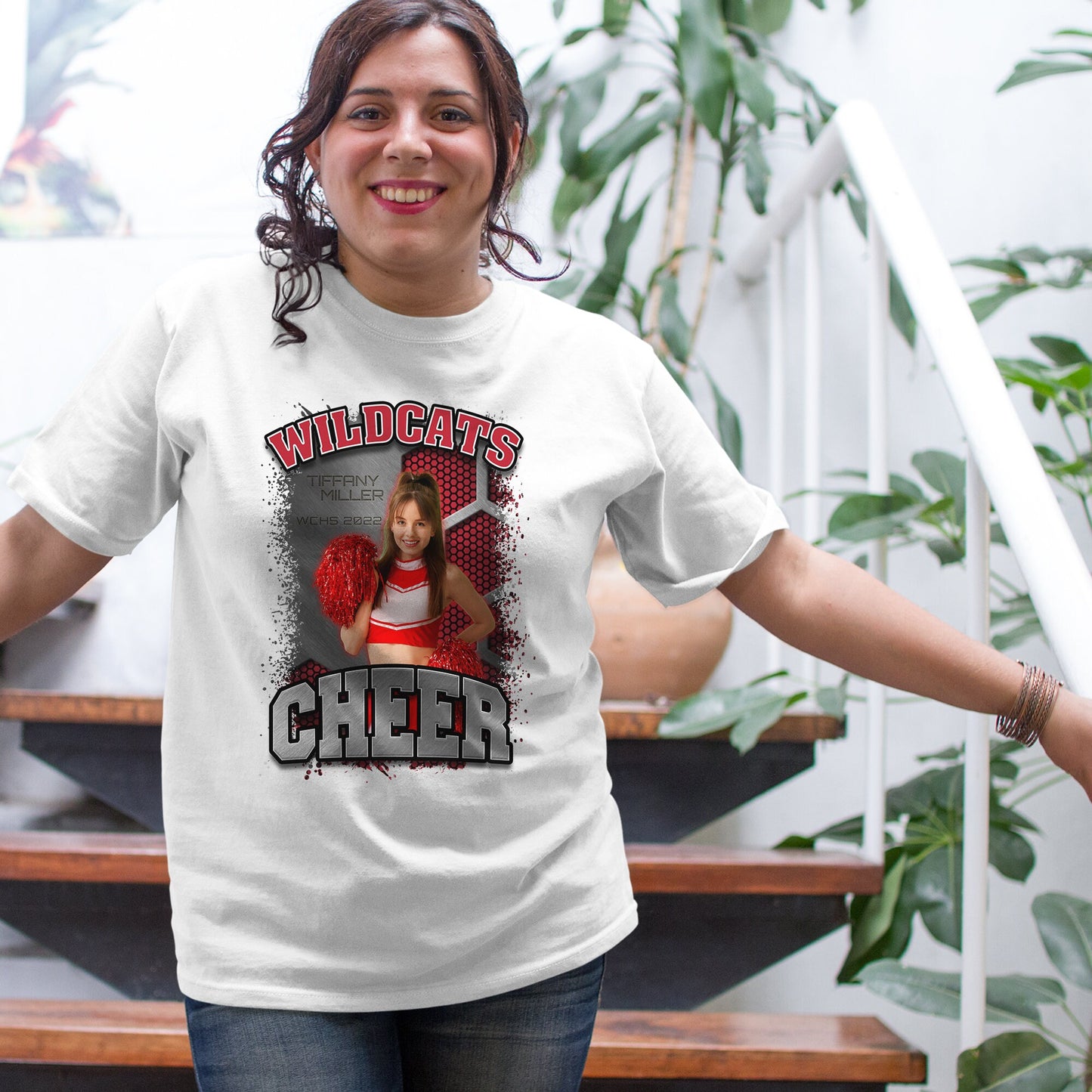 Personalized Cheerleader Picture T-Shirt for Mom Dad Brother Sister Aunt Senior Cheerleading Photo Shirt Perfect for Game Day Sizes XS-5XL