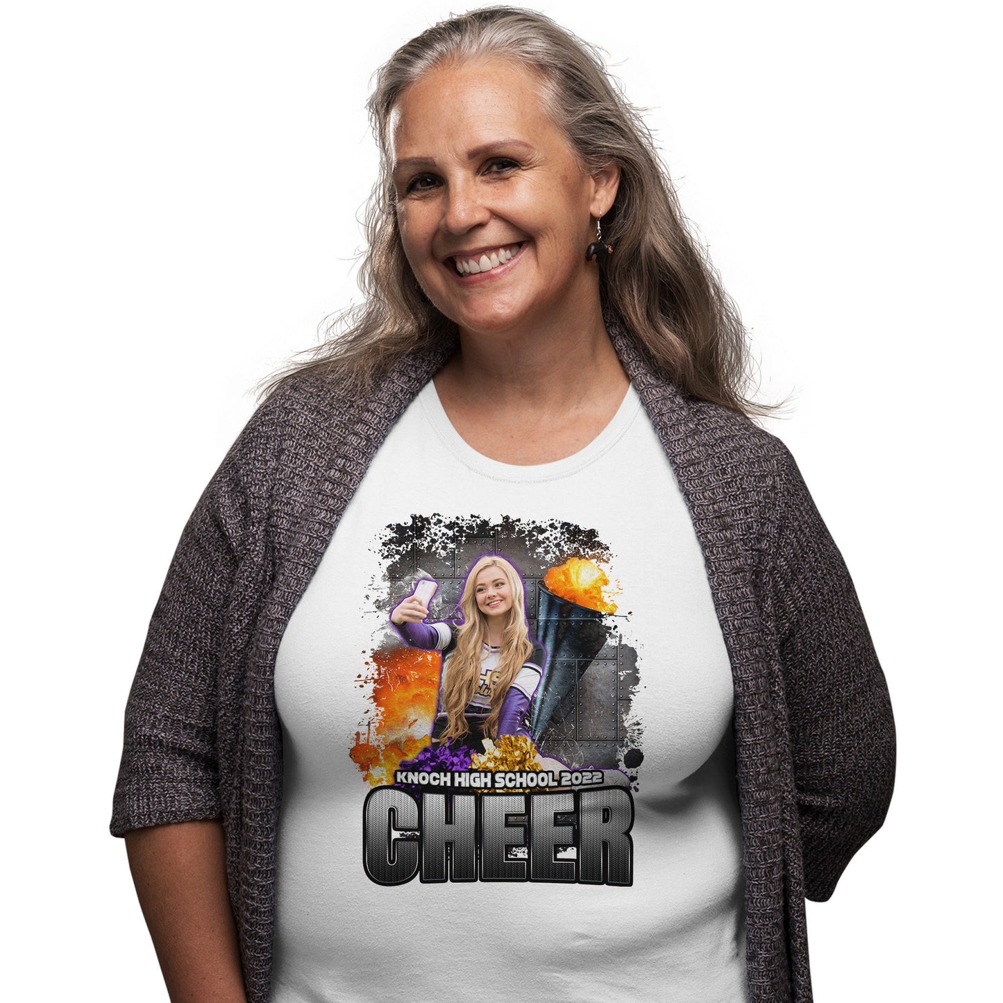 Custom Cheerleading Photo T-Shirt for Family and Friends - Personalized Senior Cheer Shirt in XS-5XL Sizes - Ideal for Game Day!