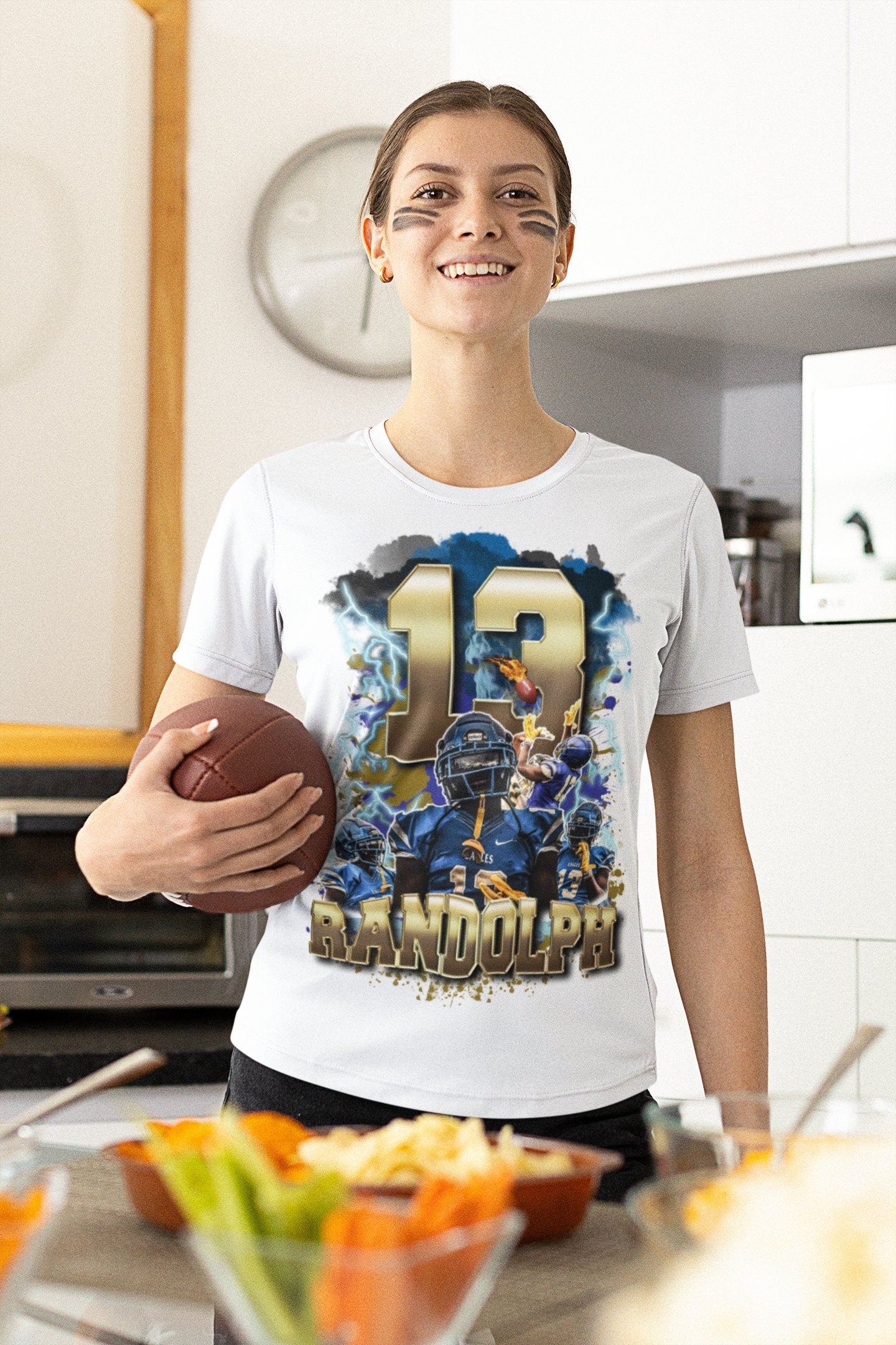 Personalized Football Picture T-Shirt for Game Day, Custom Photo Shirt, Senior Gift, Football Mom, Dad, Sister, Aunt and Brother, up to 5XL