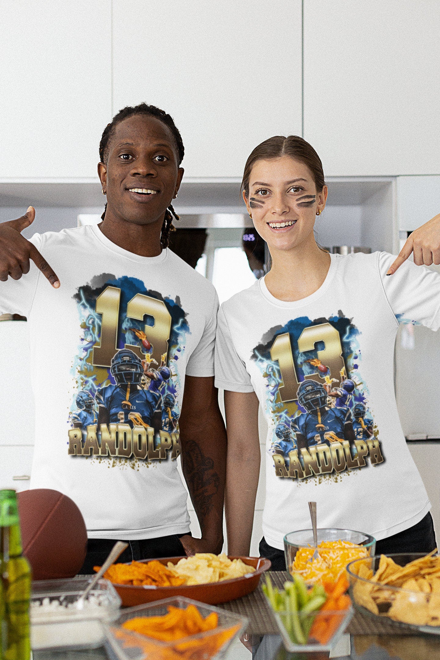 Personalized Football Picture T-Shirt for Game Day, Custom Photo Shirt, Senior Gift, Football Mom, Dad, Sister, Aunt and Brother, up to 5XL
