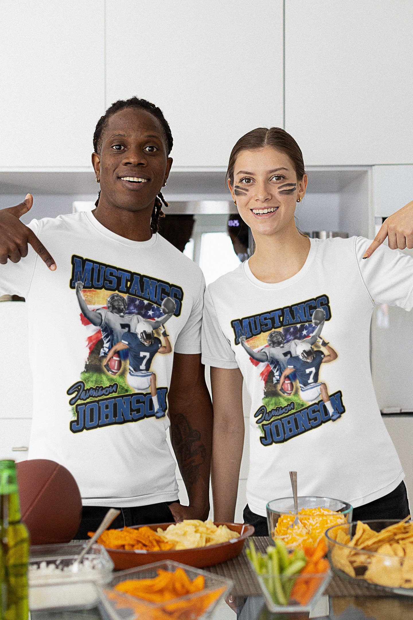 Custom Football Picture T-Shirt for Game Day, Personalized Photo Shirt, Senior Gift, Football Mom, Dad, Sister, Aunt and Brother, up to 5XL