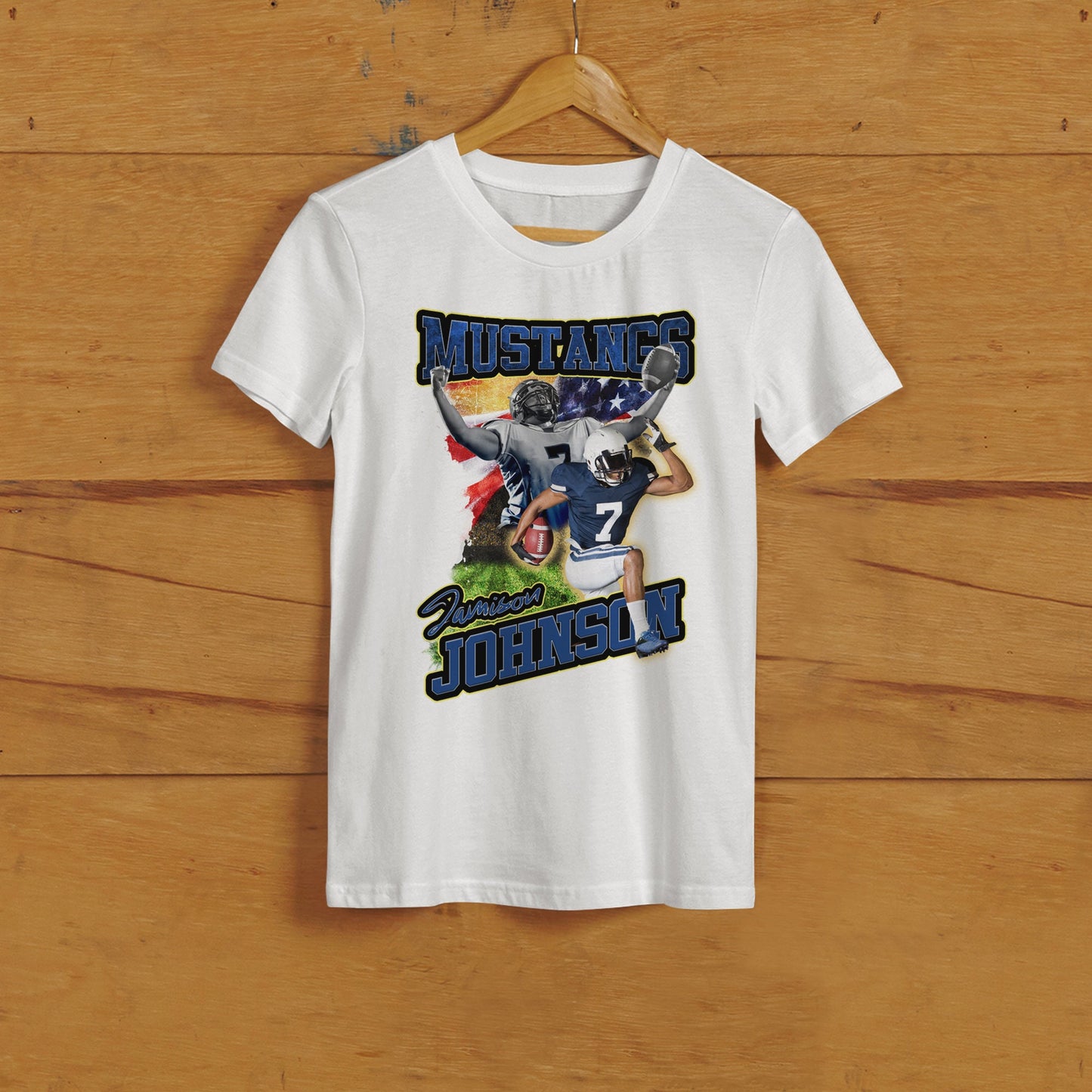 Custom Football Picture T-Shirt for Game Day, Personalized Photo Shirt, Senior Gift, Football Mom, Dad, Sister, Aunt and Brother, up to 5XL