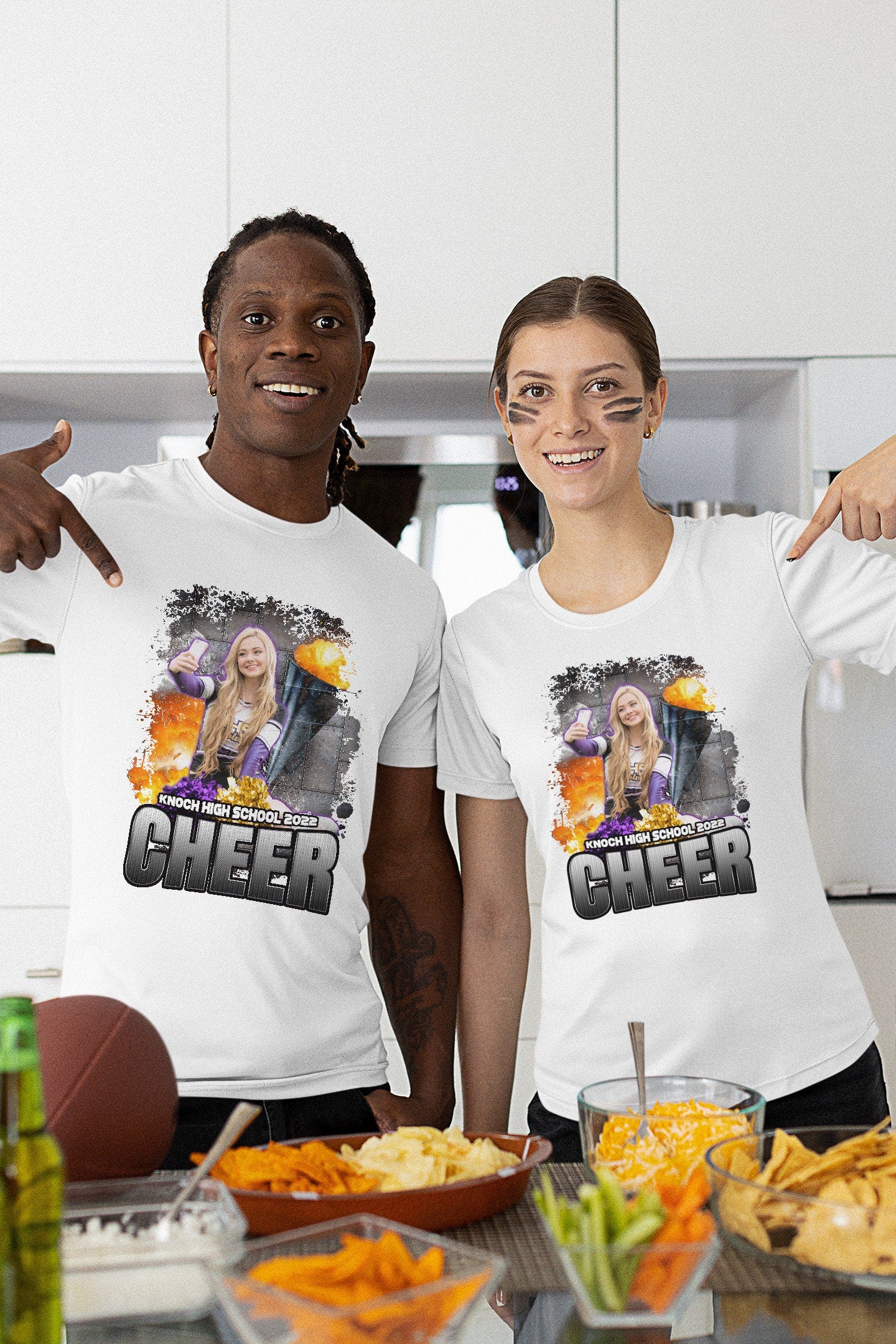 Custom Cheerleading Photo T-Shirt for Family and Friends - Personalized Senior Cheer Shirt in XS-5XL Sizes - Ideal for Game Day!