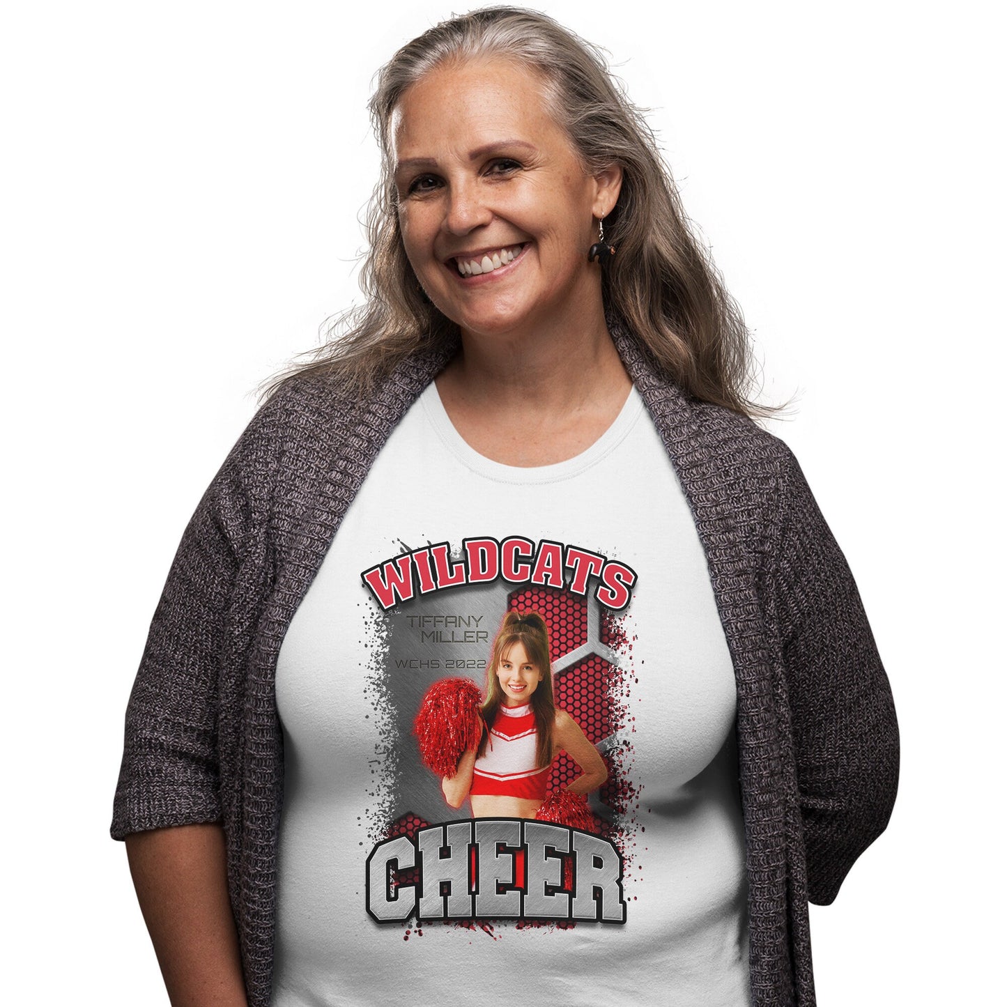 Personalized Cheerleader Picture T-Shirt for Mom Dad Brother Sister Aunt Senior Cheerleading Photo Shirt Perfect for Game Day Sizes XS-5XL
