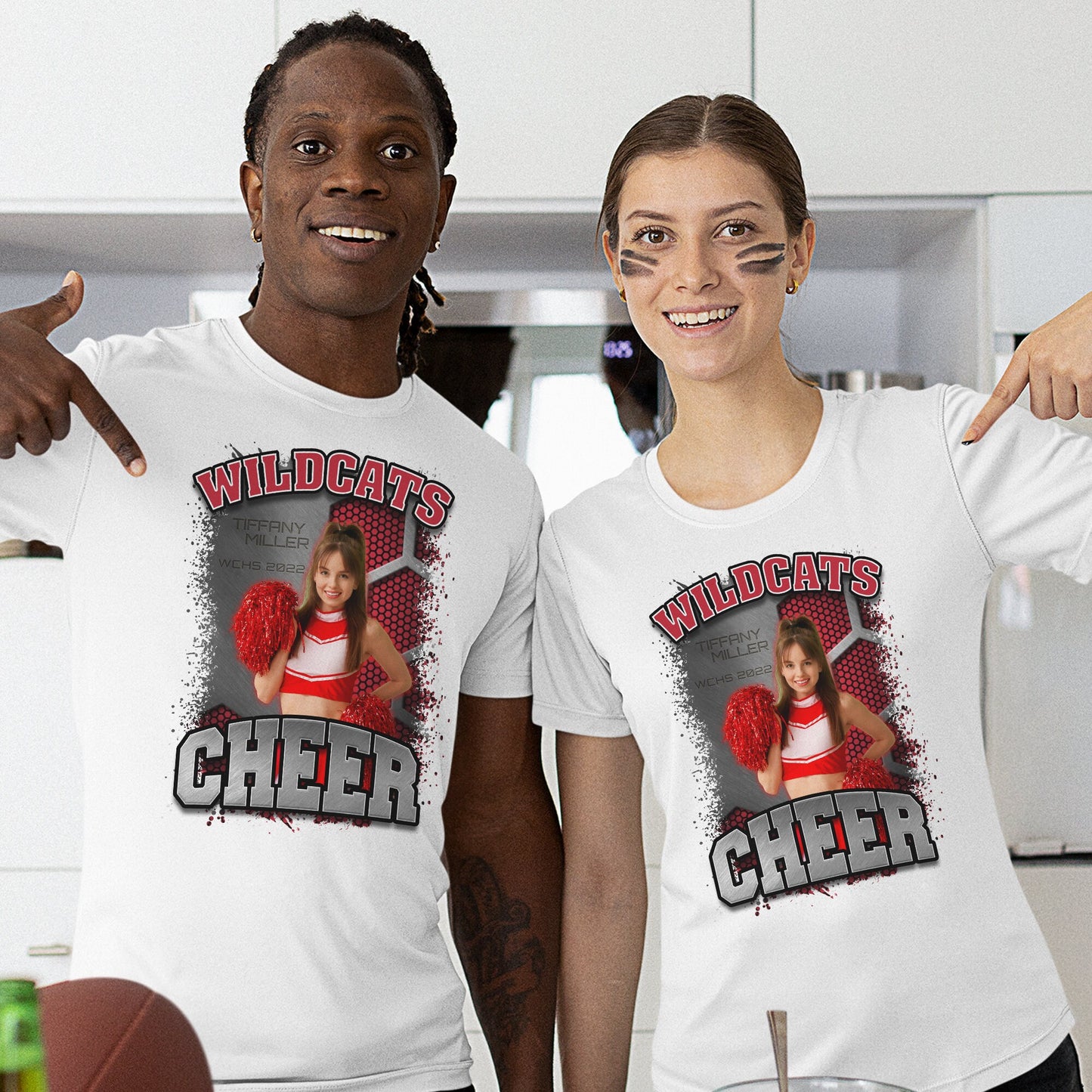 Personalized Cheerleader Picture T-Shirt for Mom Dad Brother Sister Aunt Senior Cheerleading Photo Shirt Perfect for Game Day Sizes XS-5XL