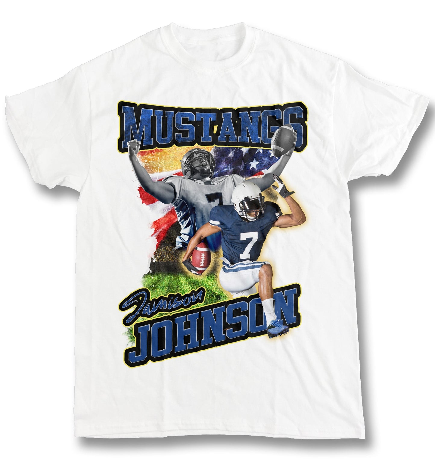 Custom Football Picture T-Shirt for Game Day, Personalized Photo Shirt, Senior Gift, Football Mom, Dad, Sister, Aunt and Brother, up to 5XL