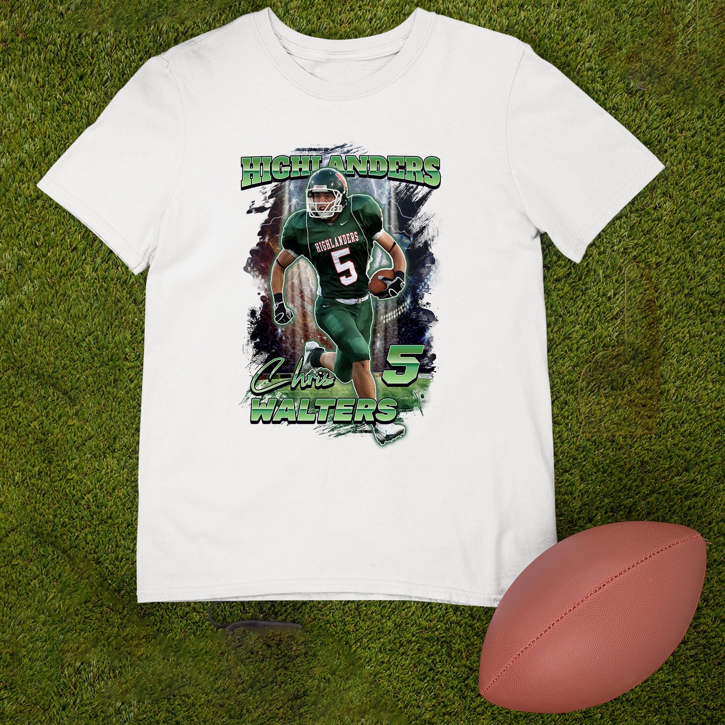 Personalized Football Picture T-Shirt for Game Day, Custom Photo Shirt, Senior Gift, Football Mom, Dad, Sister, Aunt and Brother, up to 5XL