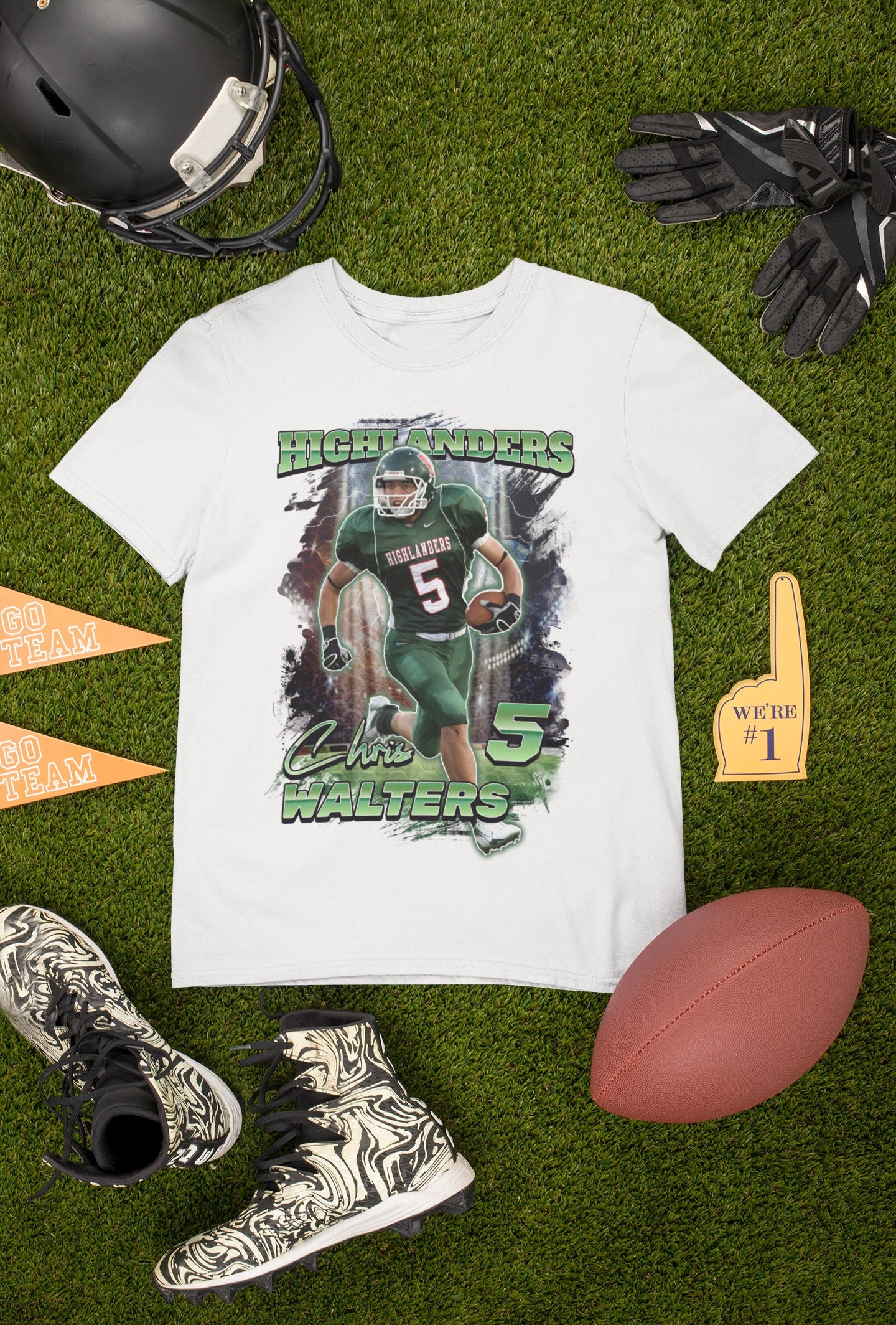 Personalized Football Picture T-Shirt for Game Day, Custom Photo Shirt, Senior Gift, Football Mom, Dad, Sister, Aunt and Brother, up to 5XL