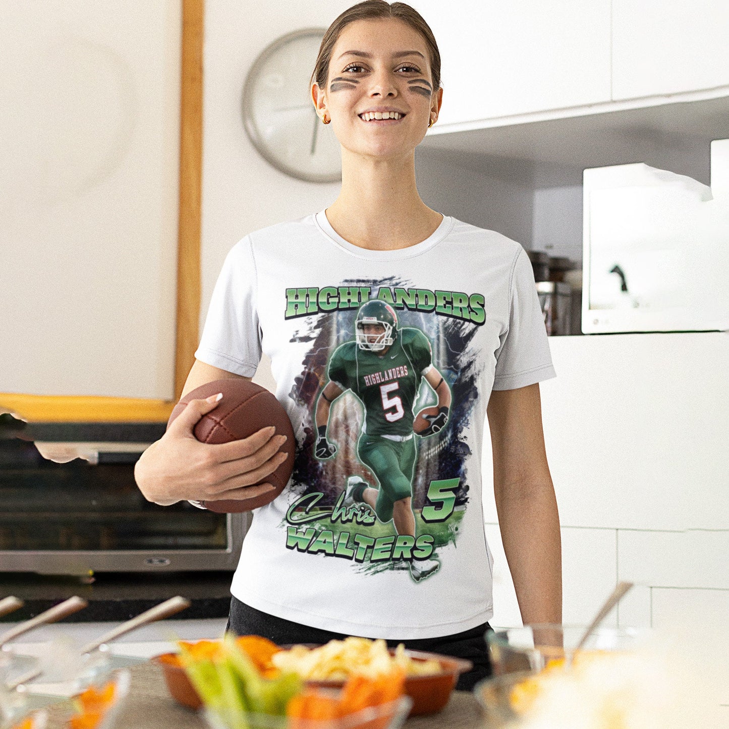 Personalized Football Picture T-Shirt for Game Day, Custom Photo Shirt, Senior Gift, Football Mom, Dad, Sister, Aunt and Brother, up to 5XL