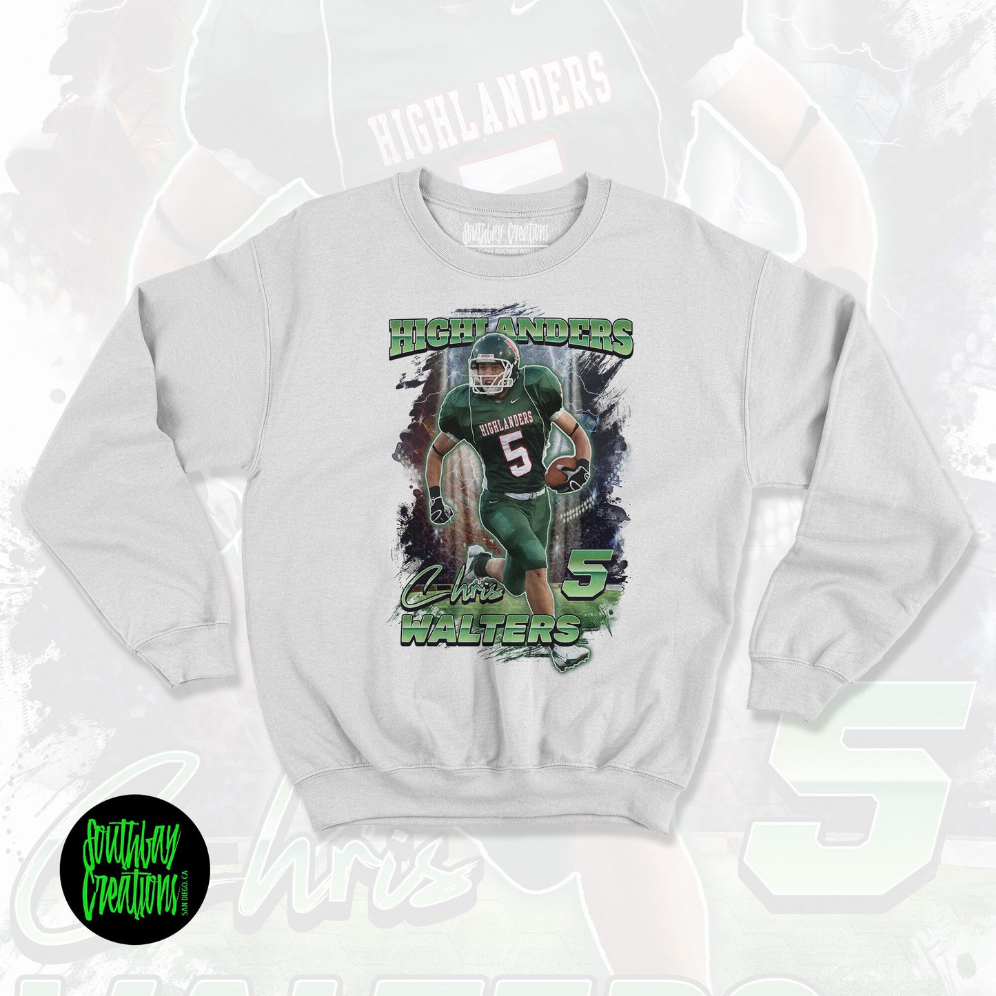 Personalized Football Picture Sweatshirt for Game Day, Custom Photo Crewneck, Senior Gift, Football Mom, Dad, Sister, Aunt and Brother