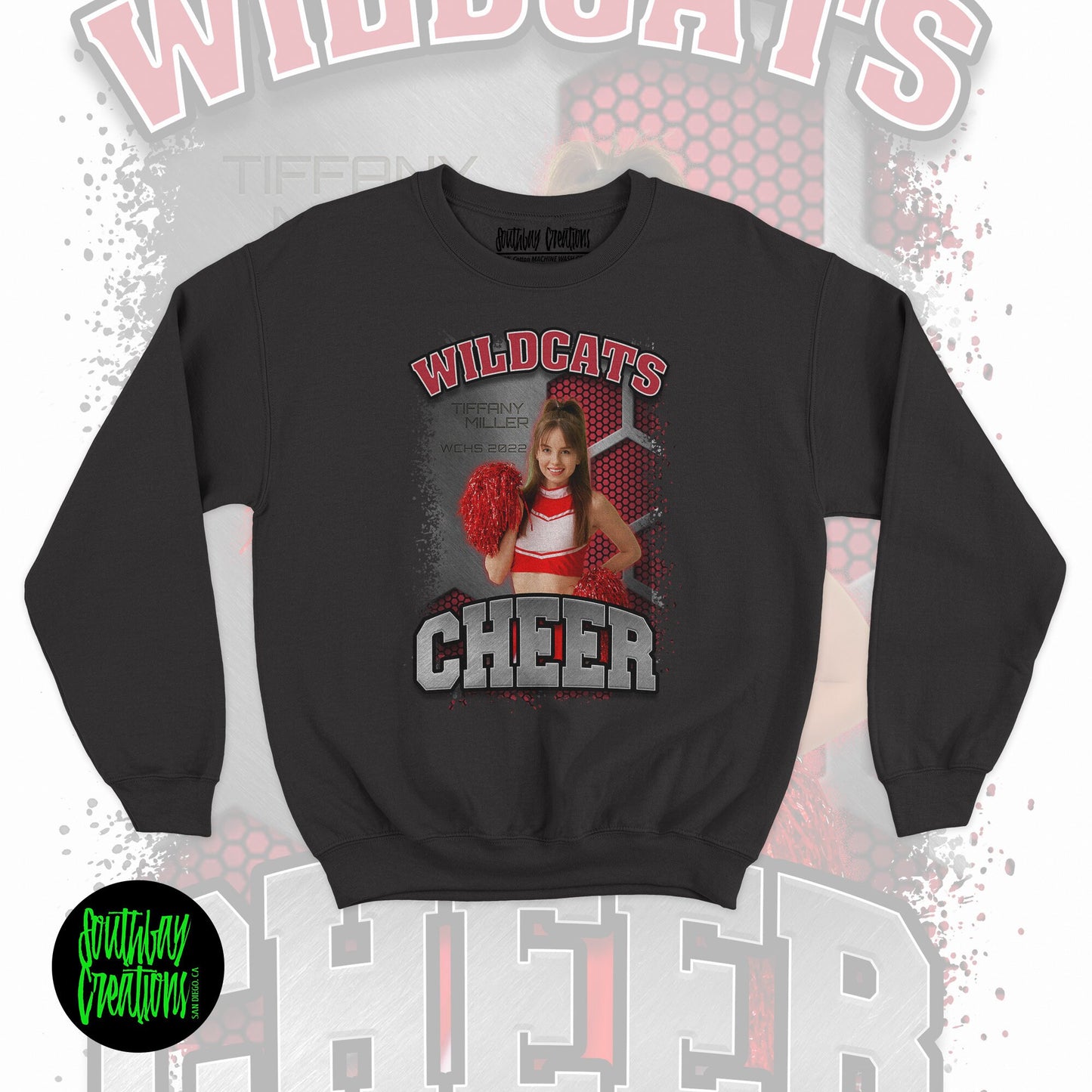 Personalized Cheerleader Picture Sweatshirt for Game Day, Custom Photo Crewneck, Senior Gift, Cheerleader Mom, Dad, Sister, Aunt and Brother