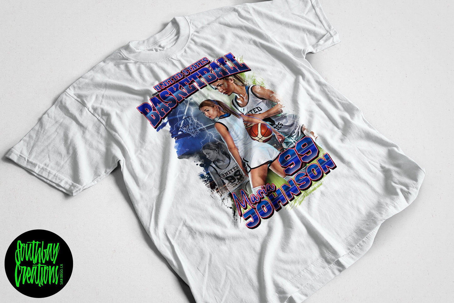 Personalized Womens Basketball Picture T-Shirt for Game Day Custom Photo Shirt Senior Gift, Basketball Mom, Dad, Sister, Aunt and Brother