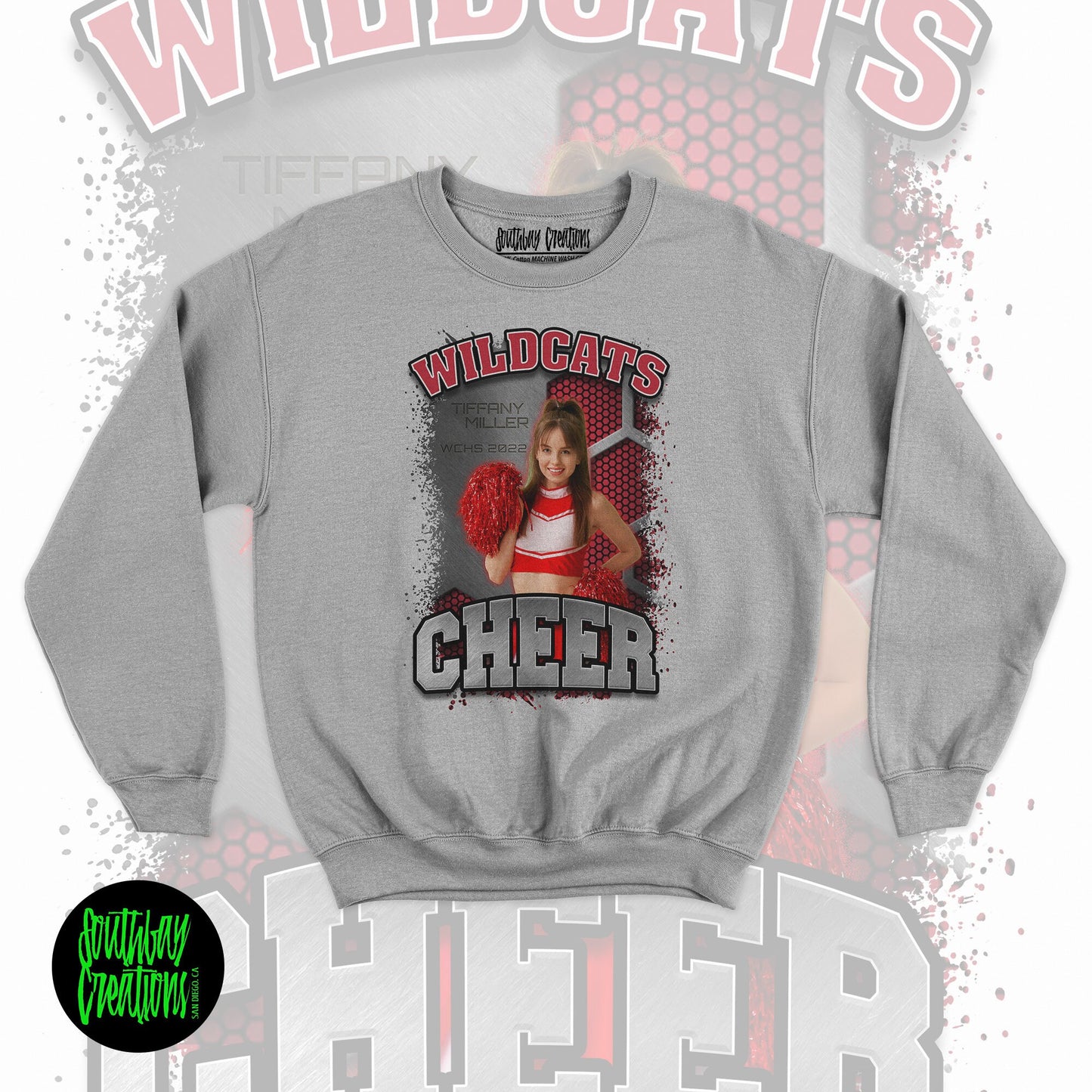 Personalized Cheerleader Picture Sweatshirt for Game Day, Custom Photo Crewneck, Senior Gift, Cheerleader Mom, Dad, Sister, Aunt and Brother
