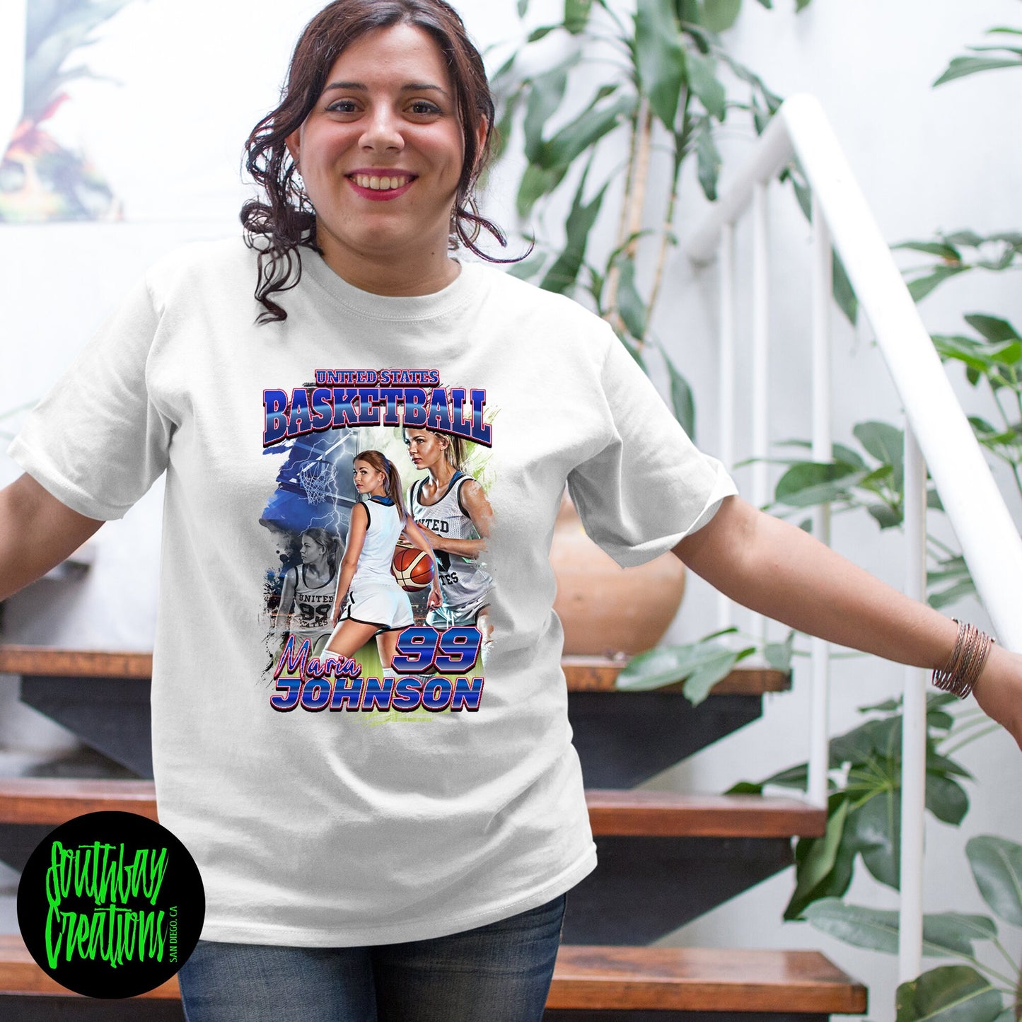 Personalized Womens Basketball Picture T-Shirt for Game Day Custom Photo Shirt Senior Gift, Basketball Mom, Dad, Sister, Aunt and Brother