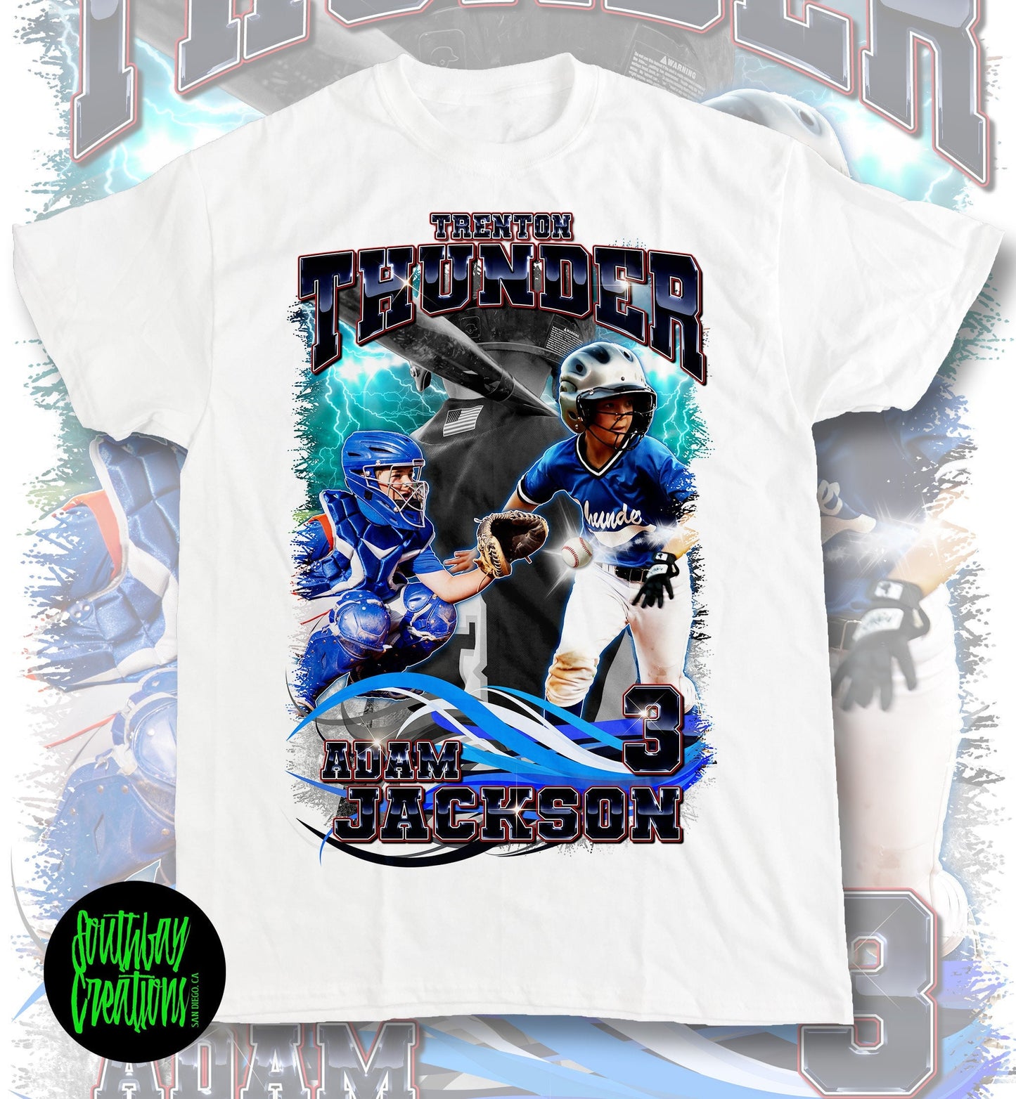 Personalized Baseball Softball Picture T-Shirt for Game Day Custom Photo Shirt Senior Night Gift, Gift for Mom Dad - Plus Sizes 4XL & 5XL