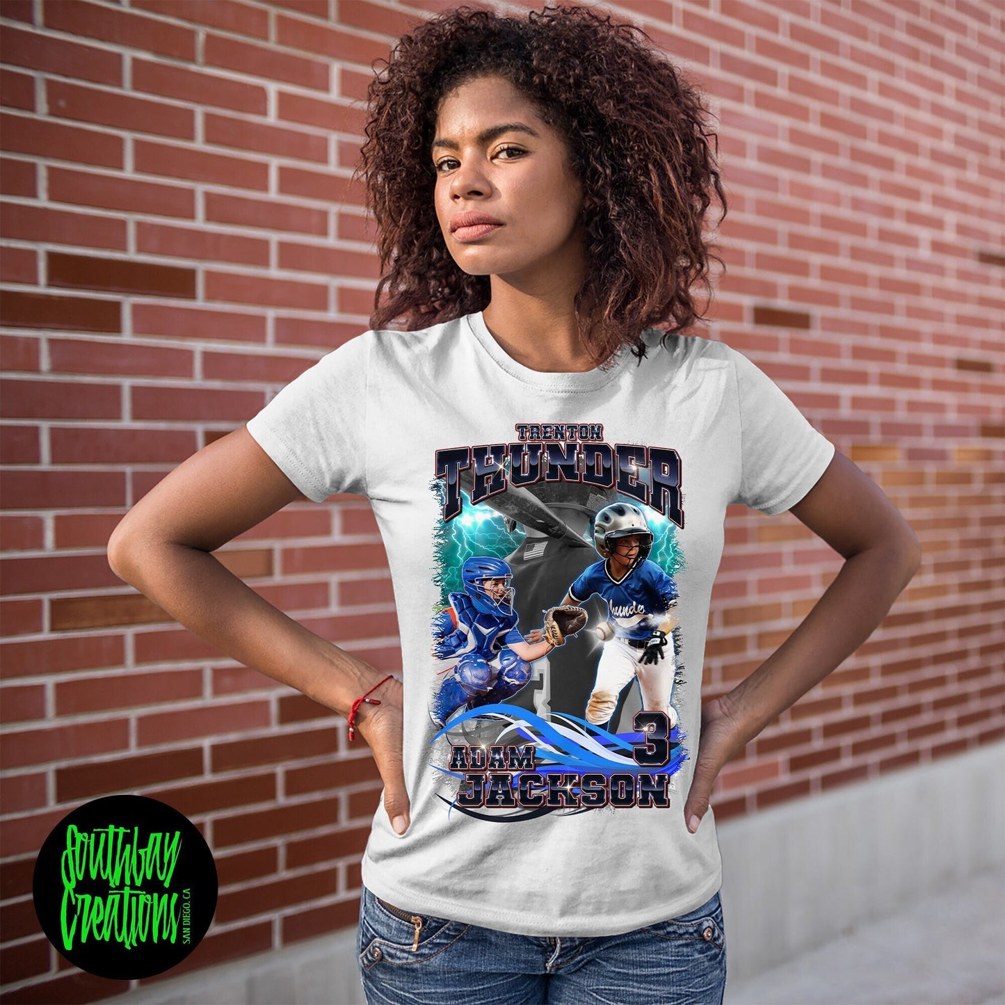 Personalized Baseball Softball Picture T-Shirt for Game Day Custom Photo Shirt Senior Night Gift, Gift for Mom Dad - Plus Sizes 4XL & 5XL