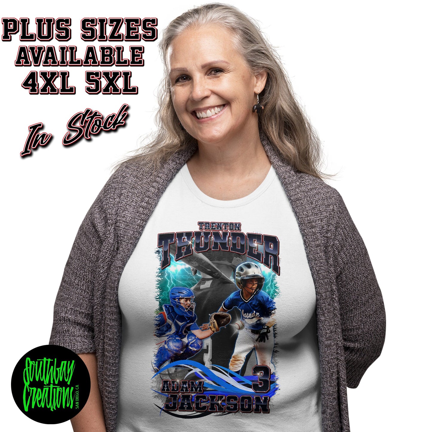 Personalized Baseball Softball Picture T-Shirt for Game Day Custom Photo Shirt Senior Night Gift, Gift for Mom Dad - Plus Sizes 4XL & 5XL