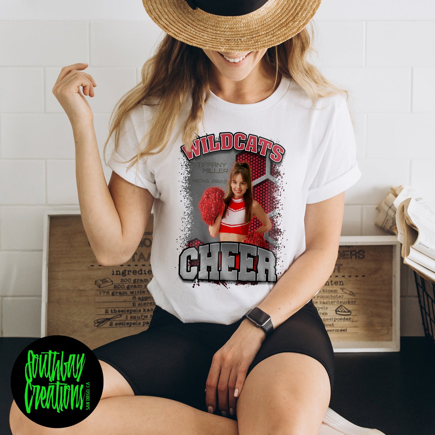Personalized Cheerleader Picture T-Shirt for Mom Dad Brother Sister Aunt Senior Cheerleading Photo Shirt Perfect for Game Day Sizes XS-5XL
