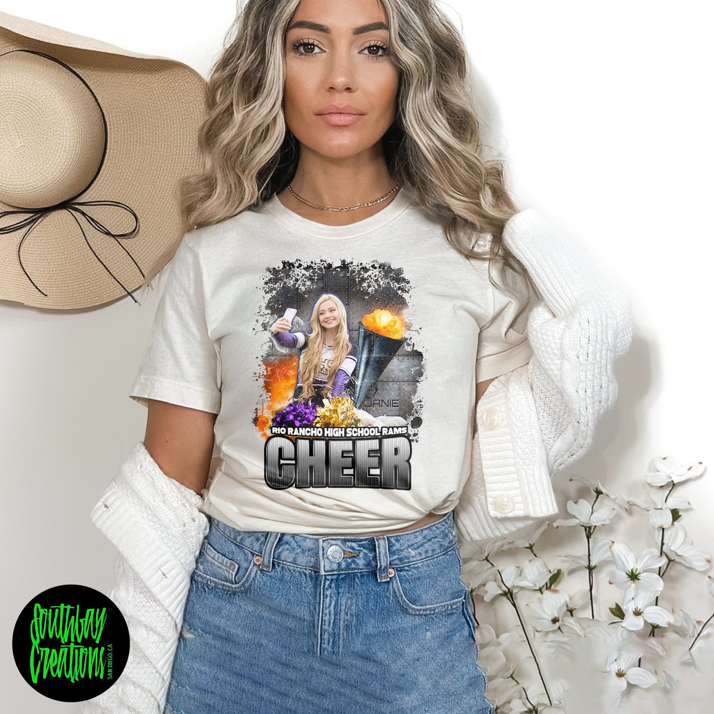Custom Cheerleading Photo T-Shirt for Family and Friends - Personalized Senior Cheer Shirt in XS-5XL Sizes - Ideal for Game Day!