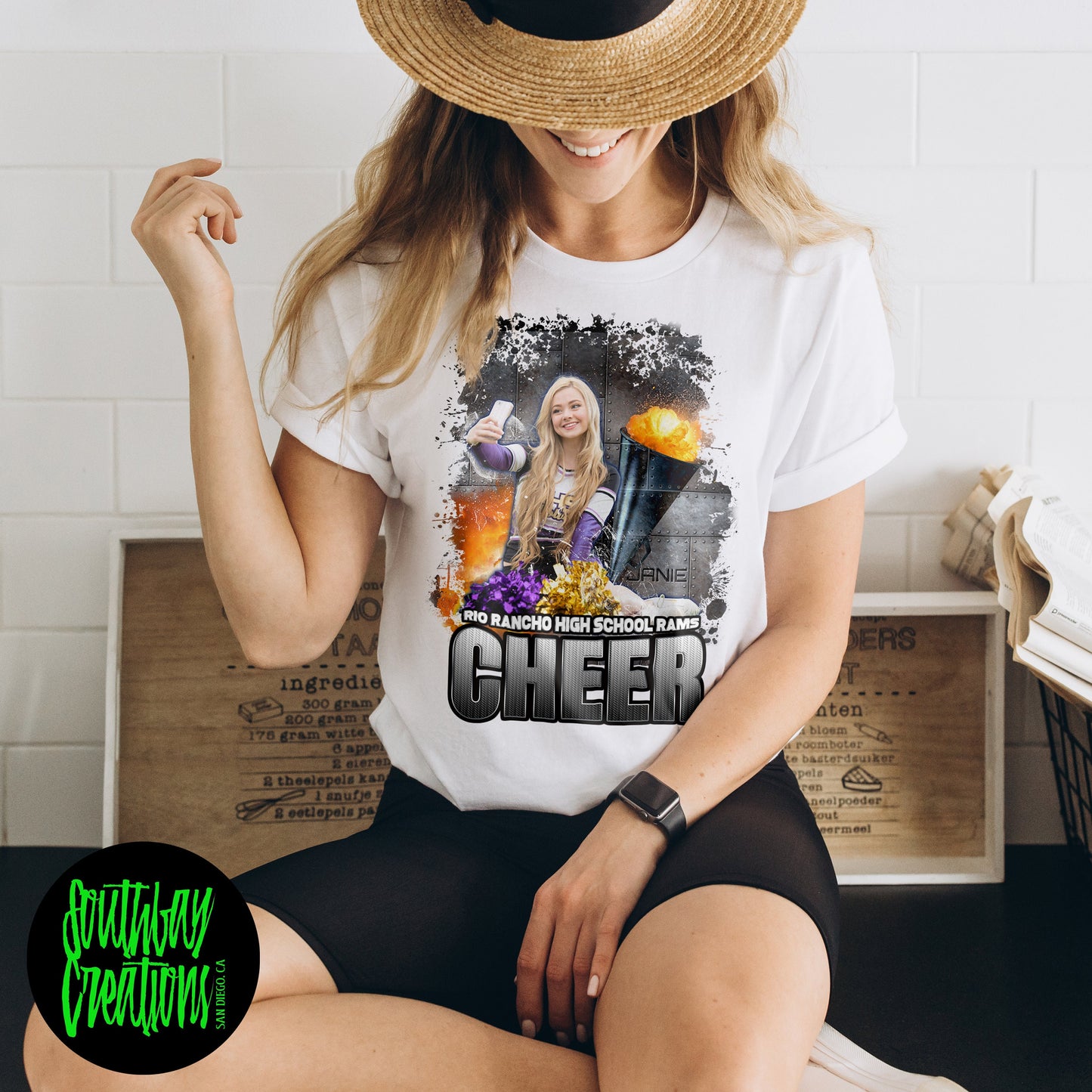 Custom Cheerleading Photo T-Shirt for Family and Friends - Personalized Senior Cheer Shirt in XS-5XL Sizes - Ideal for Game Day!