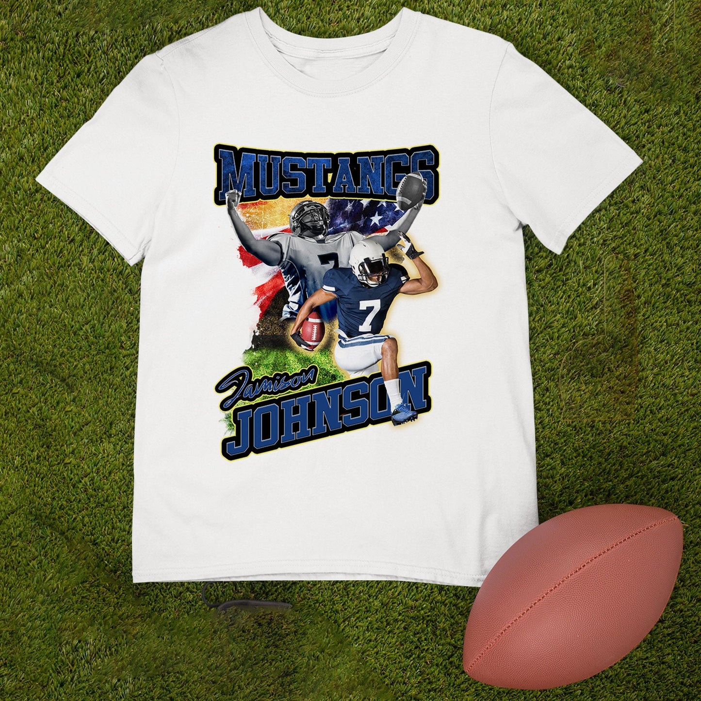 Custom Football Picture T-Shirt for Game Day, Personalized Photo Shirt, Senior Gift, Football Mom, Dad, Sister, Aunt and Brother, up to 5XL