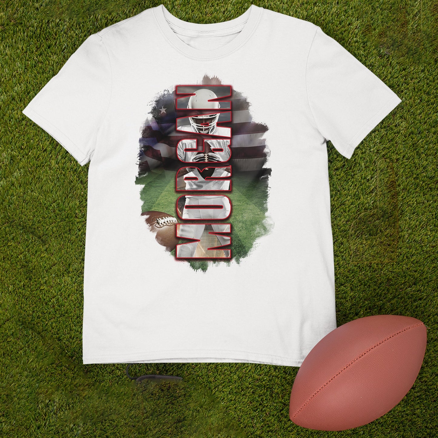 Personalized Football Picture T-Shirt for Game Day, Custom Photo Shirt, Senior Gift, Football Mom, Dad, Sister, Aunt and Brother, up to 5XL