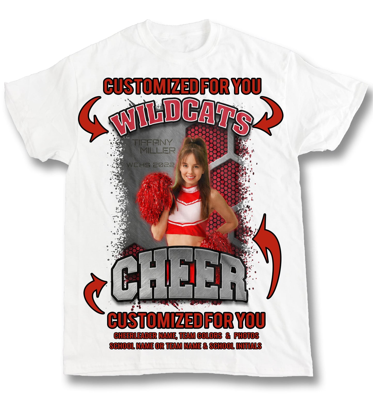 Personalized Cheerleader Picture T-Shirt for Mom Dad Brother Sister Aunt Senior Cheerleading Photo Shirt Perfect for Game Day Sizes XS-5XL