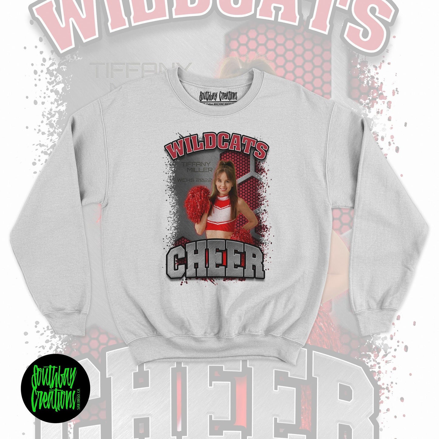 Personalized Cheerleader Picture Sweatshirt for Game Day, Custom Photo Crewneck, Senior Gift, Cheerleader Mom, Dad, Sister, Aunt and Brother
