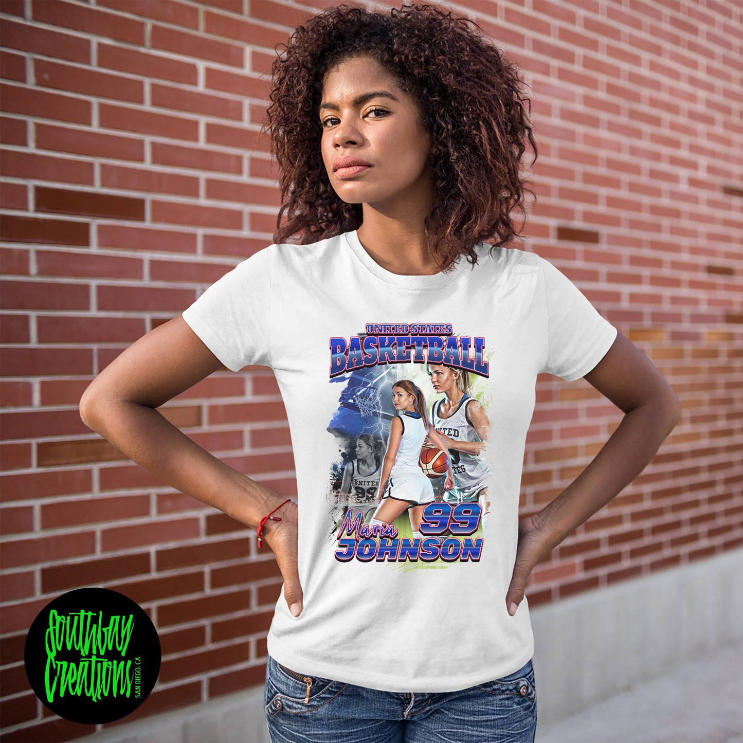 Personalized Womens Basketball Picture T-Shirt for Game Day Custom Photo Shirt Senior Gift, Basketball Mom, Dad, Sister, Aunt and Brother
