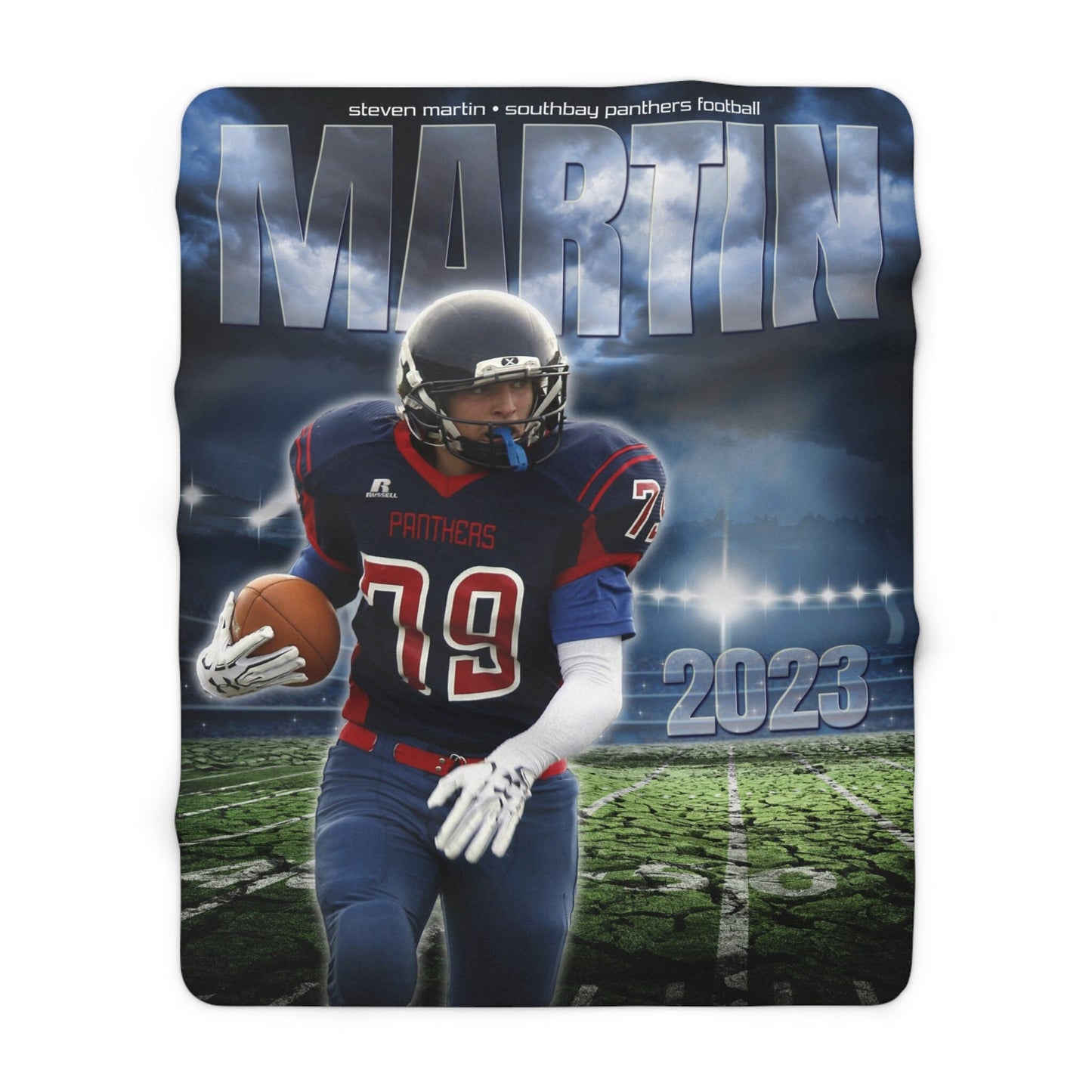 Personalized Football Sherpa Fleece Blanket Great for Game Day Senior Gift for Mom Dad Sister Brother Aunt Nana Grandma High School College