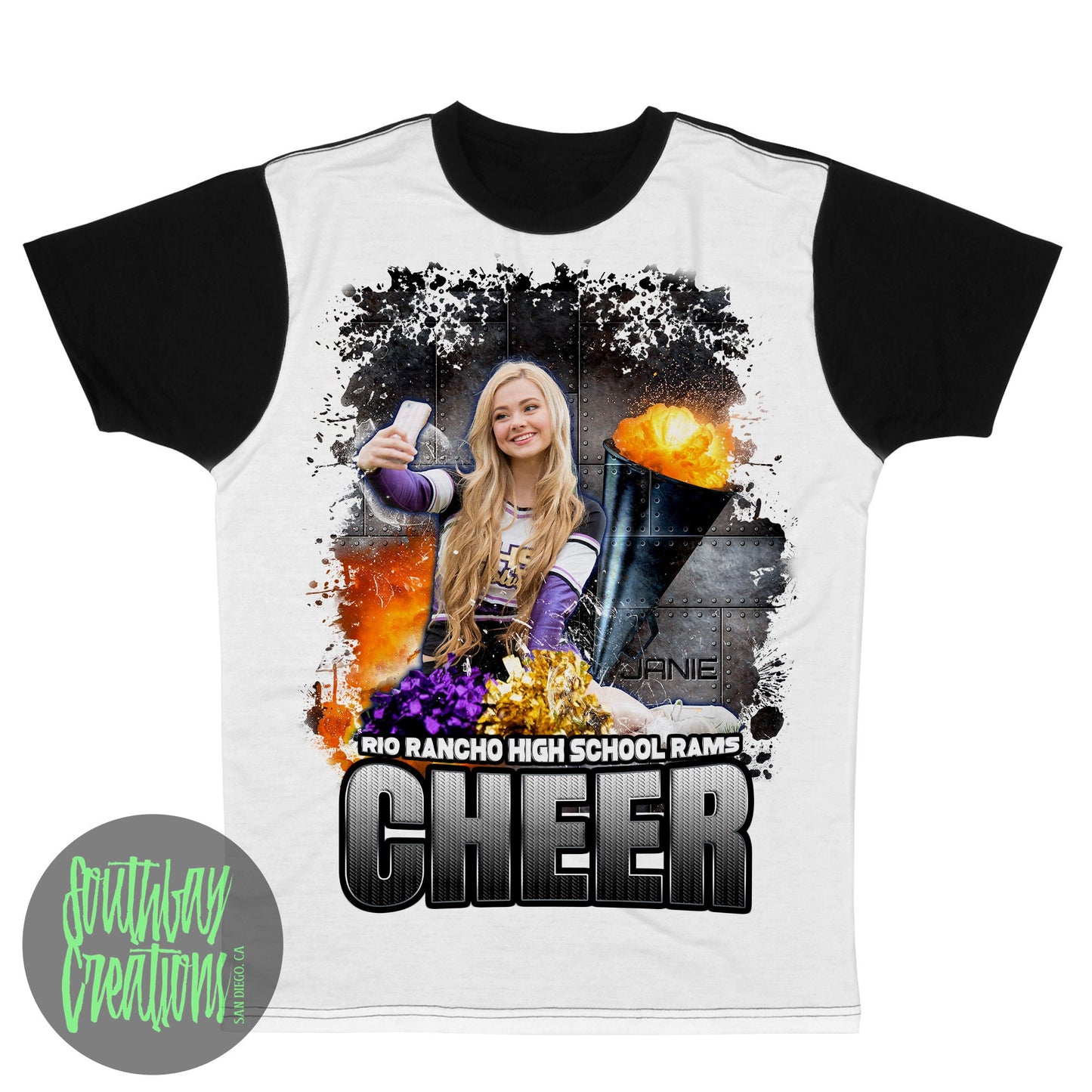 Custom Cheerleading Photo T-Shirt for Family and Friends - Personalized Senior Cheer Shirt in XS-5XL Sizes - Ideal for Game Day!